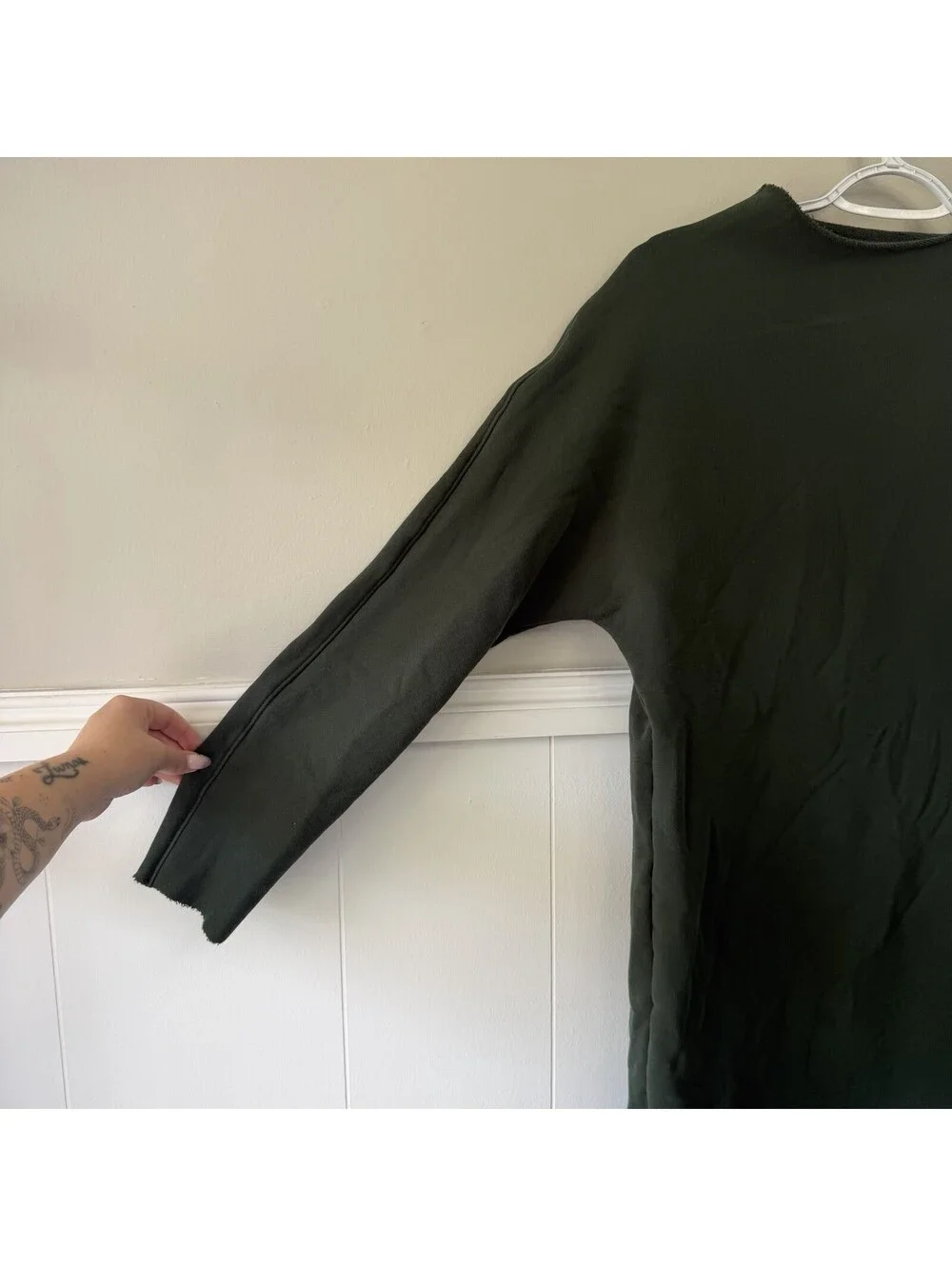 Frank & Eileen Izzie Sweatshirt Party Dress Evergreen Funnel Neck Size S Cotton